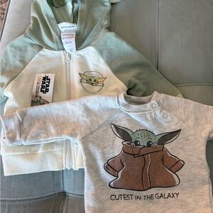 Star Wars Kids' Green and Gray Yoda Tops size 0-6 months lot